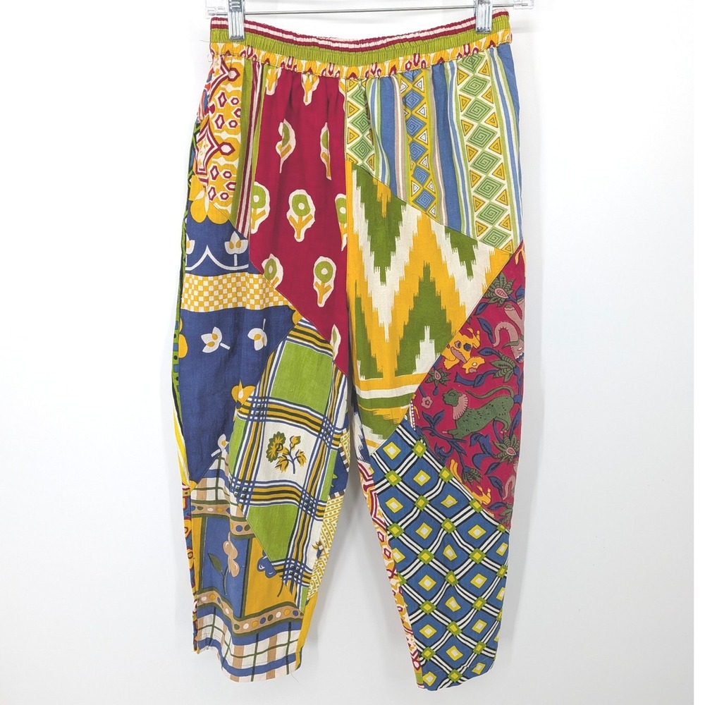 Sacred Threads Patchwork Pants Womens Small Multicolor Bohemian Cotton Artsy